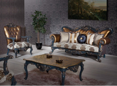 Wilhelminian Furniture Classic Sofa set Couch Chesterfield 3+1+ Table